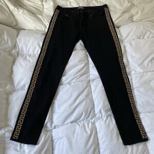 Barabas Show Stopper Greek Crystal Gold Rhinestone Black Jeans Pants Men’s 36